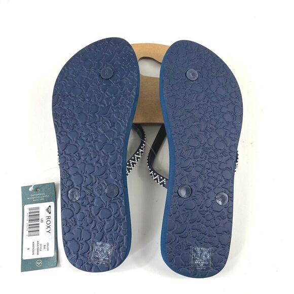 Roxy Women’s Lei Flip-Flop Size 9 Logo Blue Sandals New with Tags - Picture 8 of 12